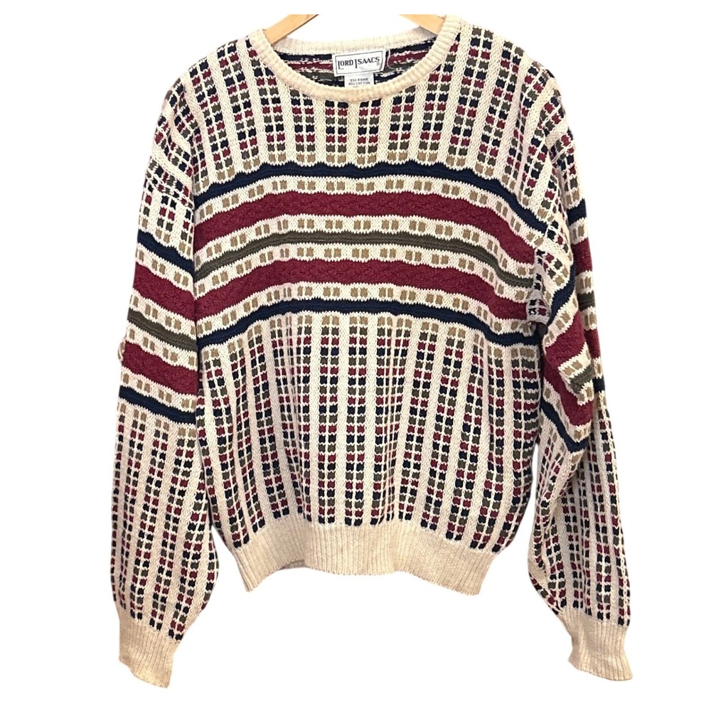Vintage Lord Isaacs 90s Grandpaore Sweater Large Rustic Lodge Retro Heritage